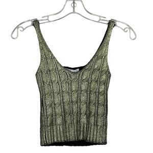 Edit by Nine gold cable knit tank top women's Medium NWT Holiday Office Party